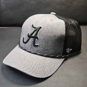 Alabama Crimson Tide Gray and Black Snapback Trucker Cap With Rope
